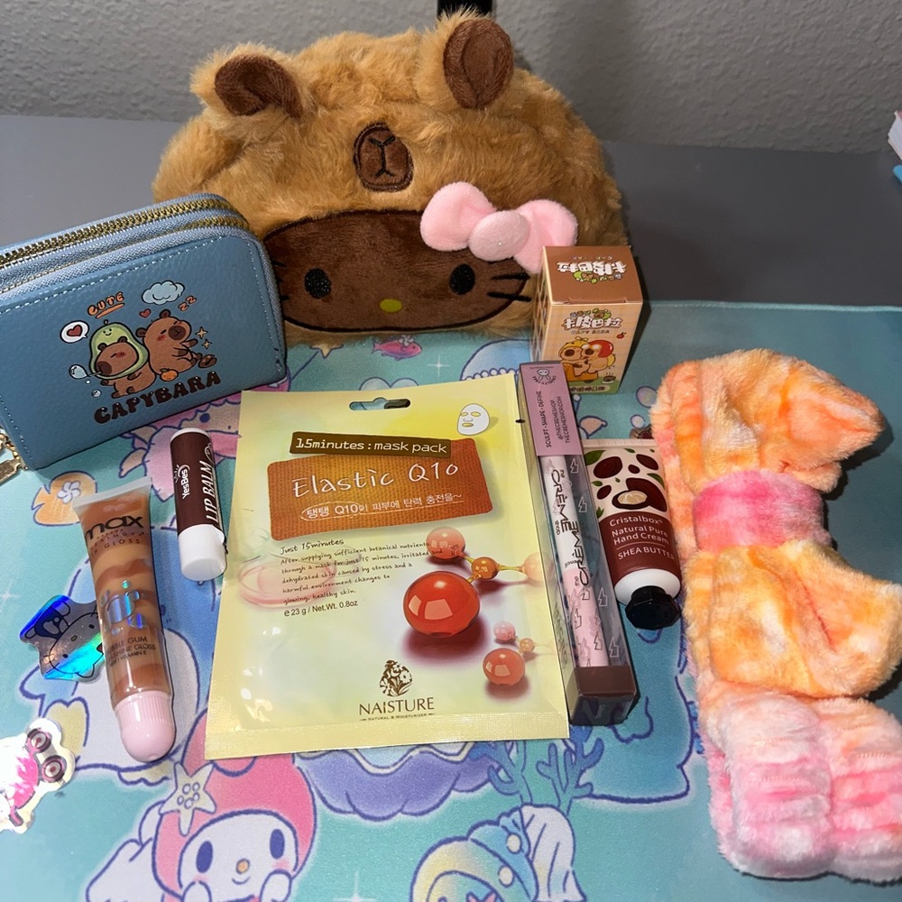 Cute Capybara Plush Toy with Pink Bow